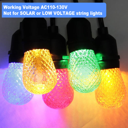 Spacelumen 15 Pack S14 Colored LED Bulbs, Multicolor Outdoor E27 String Light Bulbs Replacement (Red, Orange, Blue, Green, Yellow) Shatterproof Edison Light Bulbs for Outdoor Indoor Space Decorative