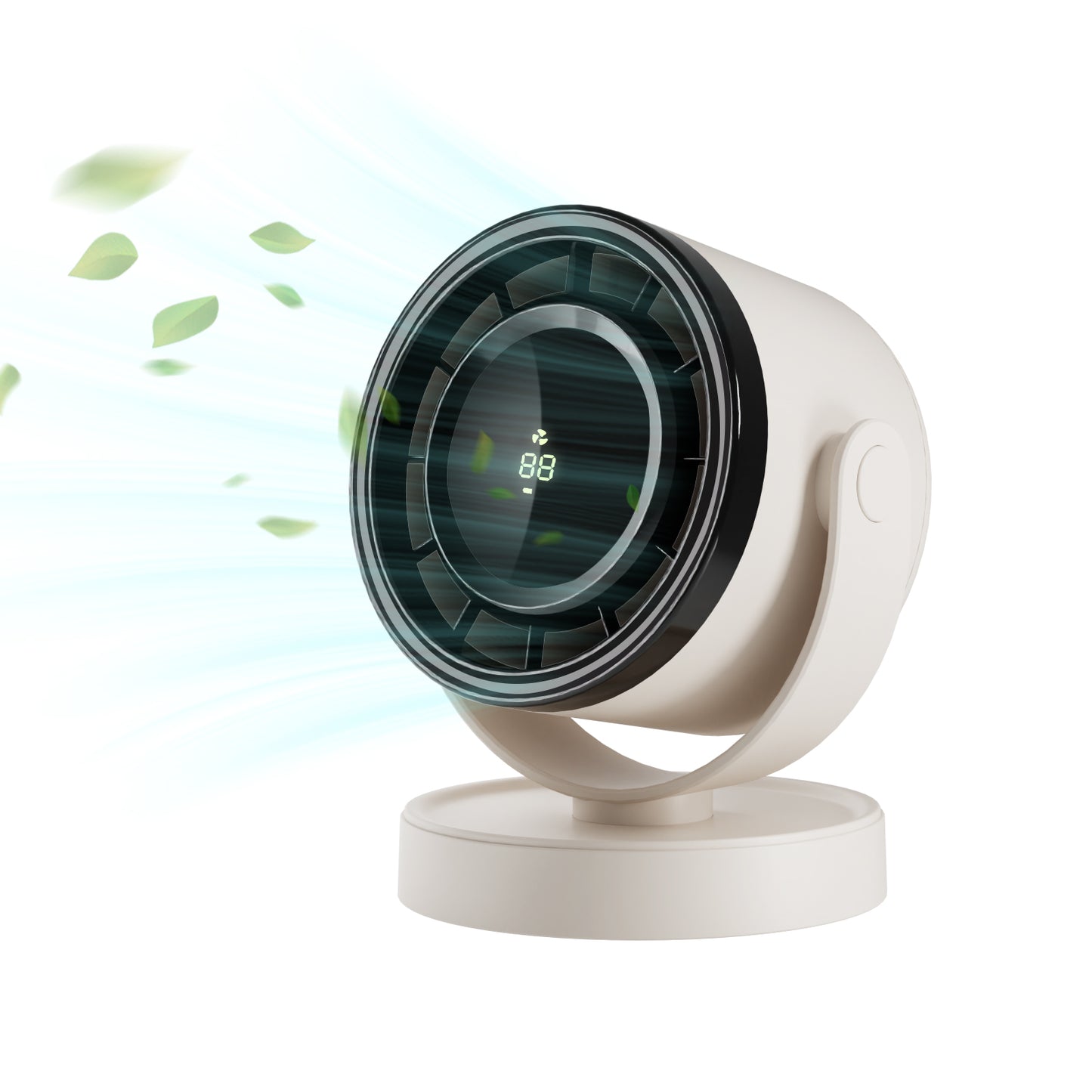Spacelumen Desk Fan with Battery Operated, Quiet Display Portable Fan for Office, Bedroom, Kitchen, Home, Outdoor, Travel Camping, Cream