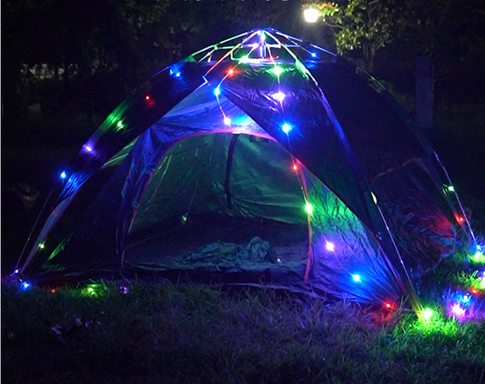 Spacelumen Camping String Lights, 15M Outdoor Stowable Fairy Lights with 9 Lighting Modes, USB Camping Lights, Rechargeable String Lights for Tent Garden Party Yard Festival Decor