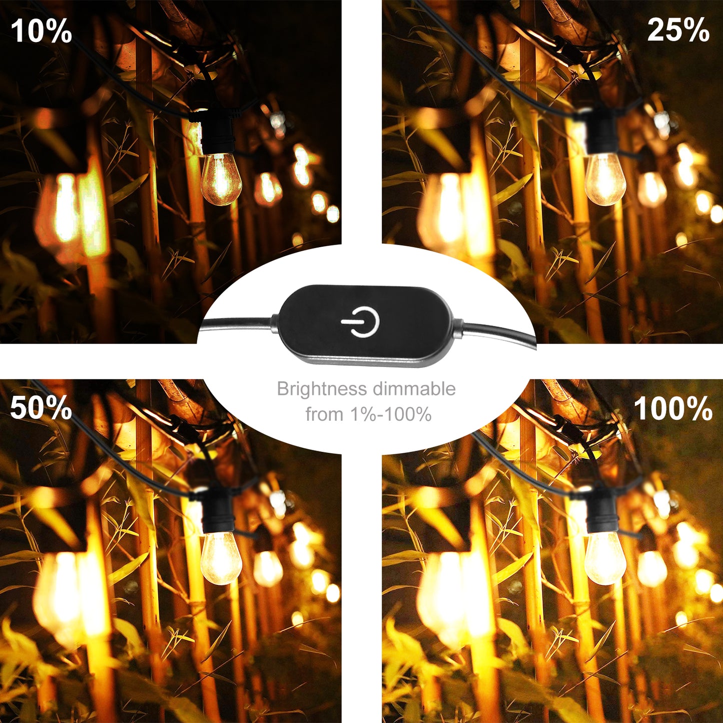 Spacelumen USB Powered String Lights with 10 Shatterproof S14 LED Bulbs, 24.6FT Waterproof Patio String Light for Outdoor Camping Backyard Garden, LED Christmas Tree Lights Decorations