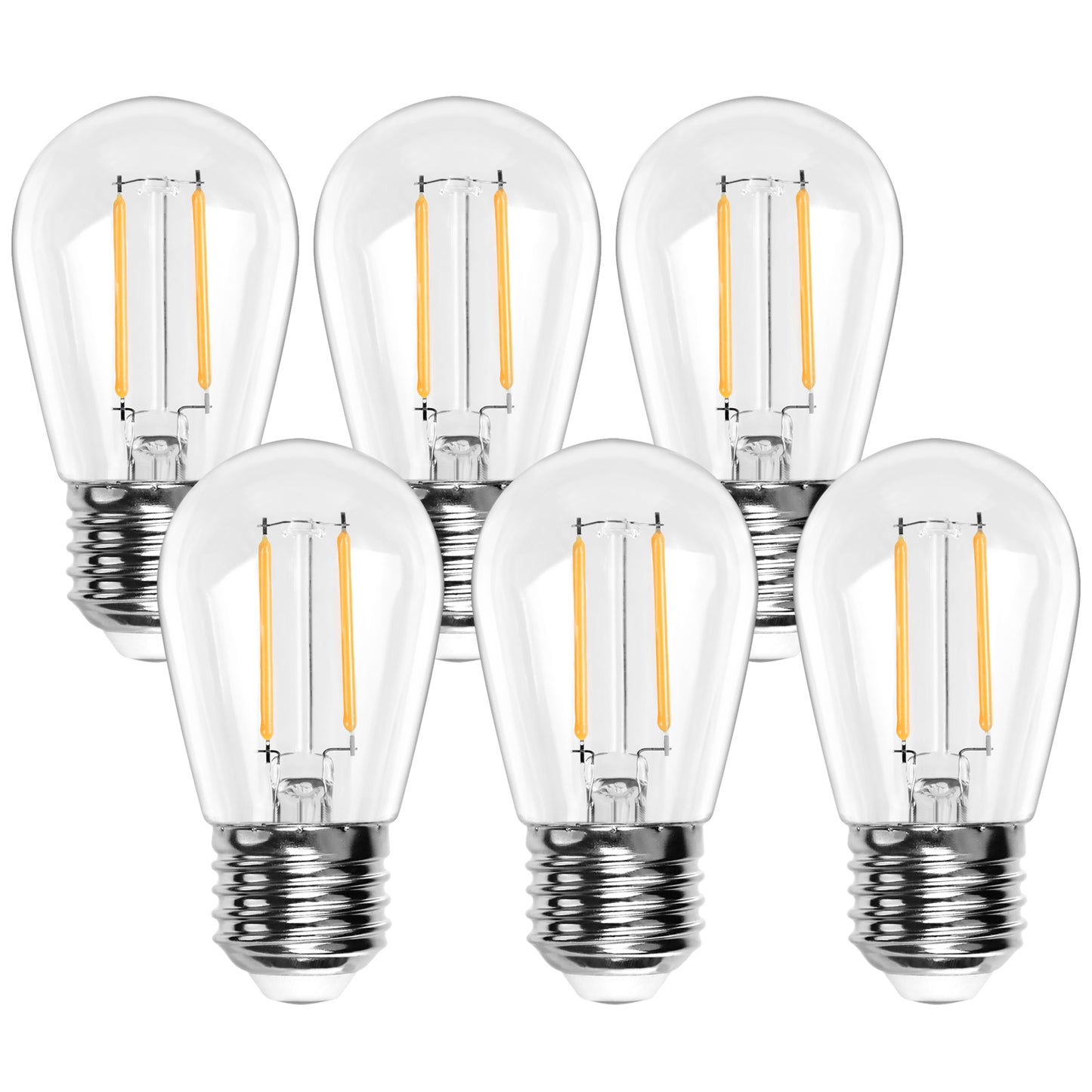 Spacelumen E27 Screw Bulb, S14 Vintage Edison LED Light Bulb, 2W 2700K Warm White Outdoor Light Bulbs Replacement, Pack of 6